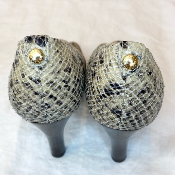 MICHAEL KORS Quite Luxury Beige Brown Snakeskin Peep Toe Heels 9 - Picture 6 of 8